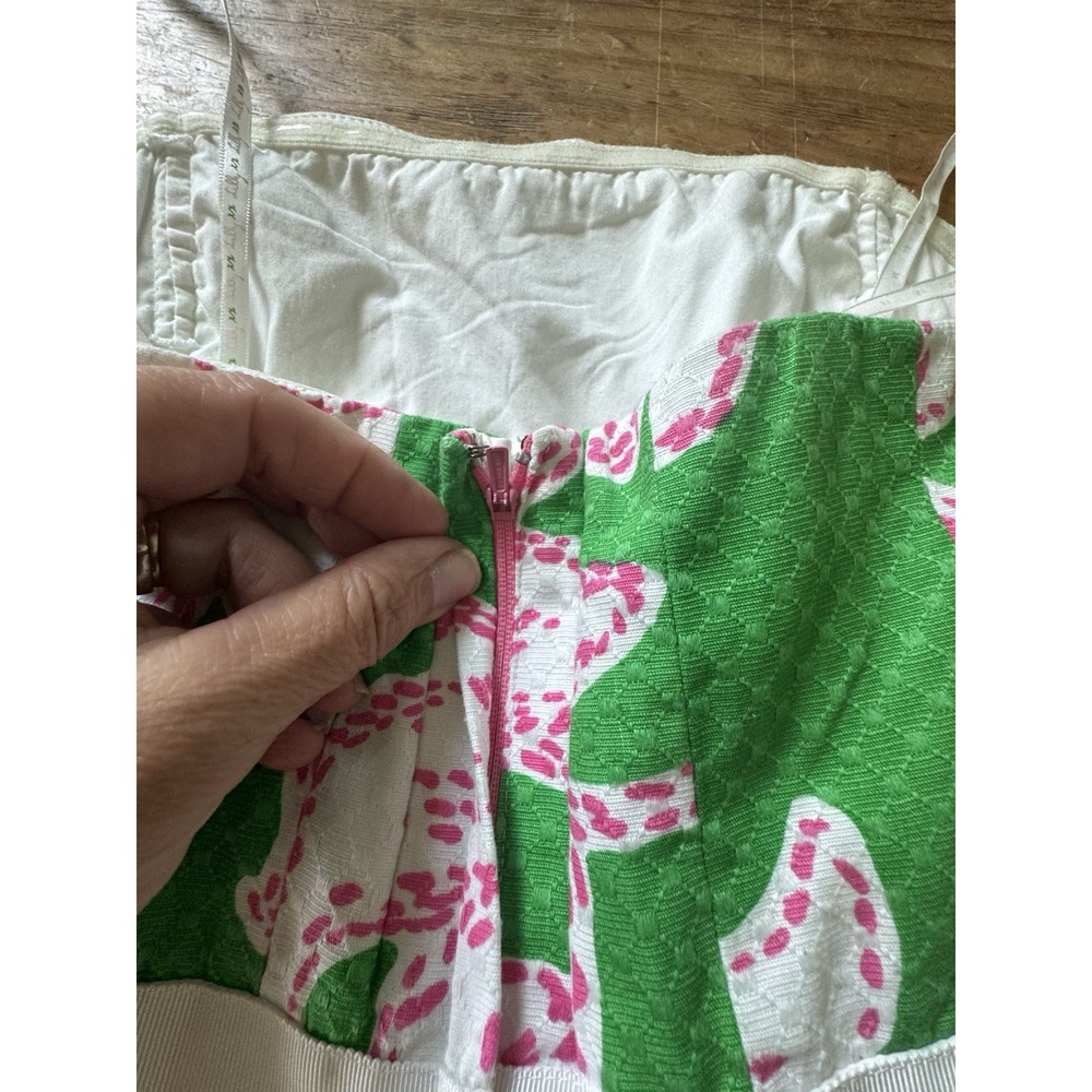 Lilly Pulitzer Amberly Strapless Dress Prep Green Pink Twinkle Floral Sz 2 - Picture 5 of 14